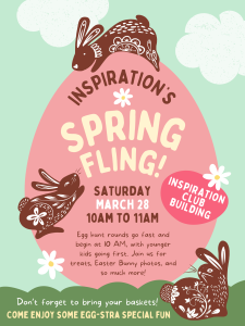 spring fling flyer with event info and bunny graphics