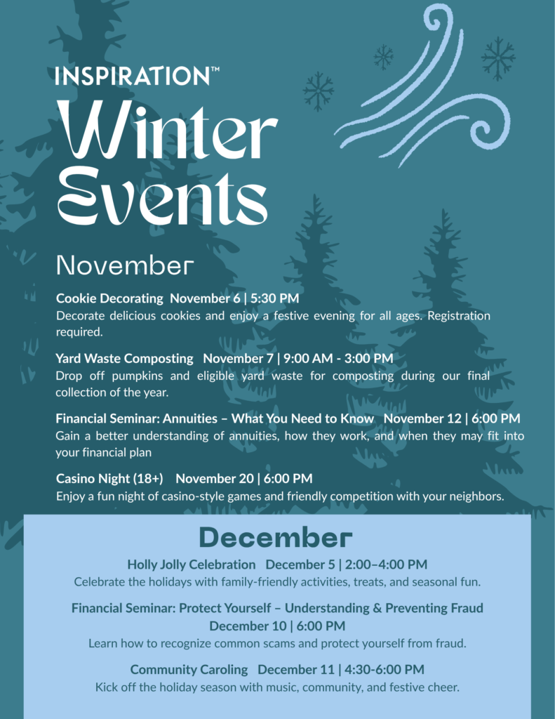 Winter events flyer blue with text